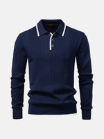 Men's Ribbed Knit Long Sleeve Polo Eleven Oasis