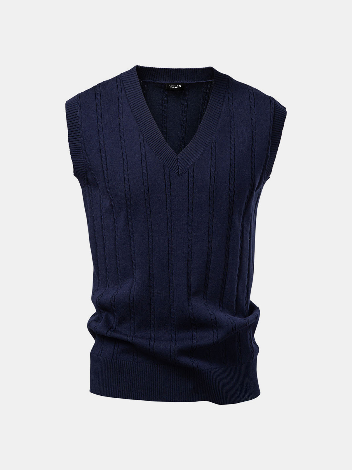 Men's Cable Knit V-Neck Sweater Vest Eleven Oasis