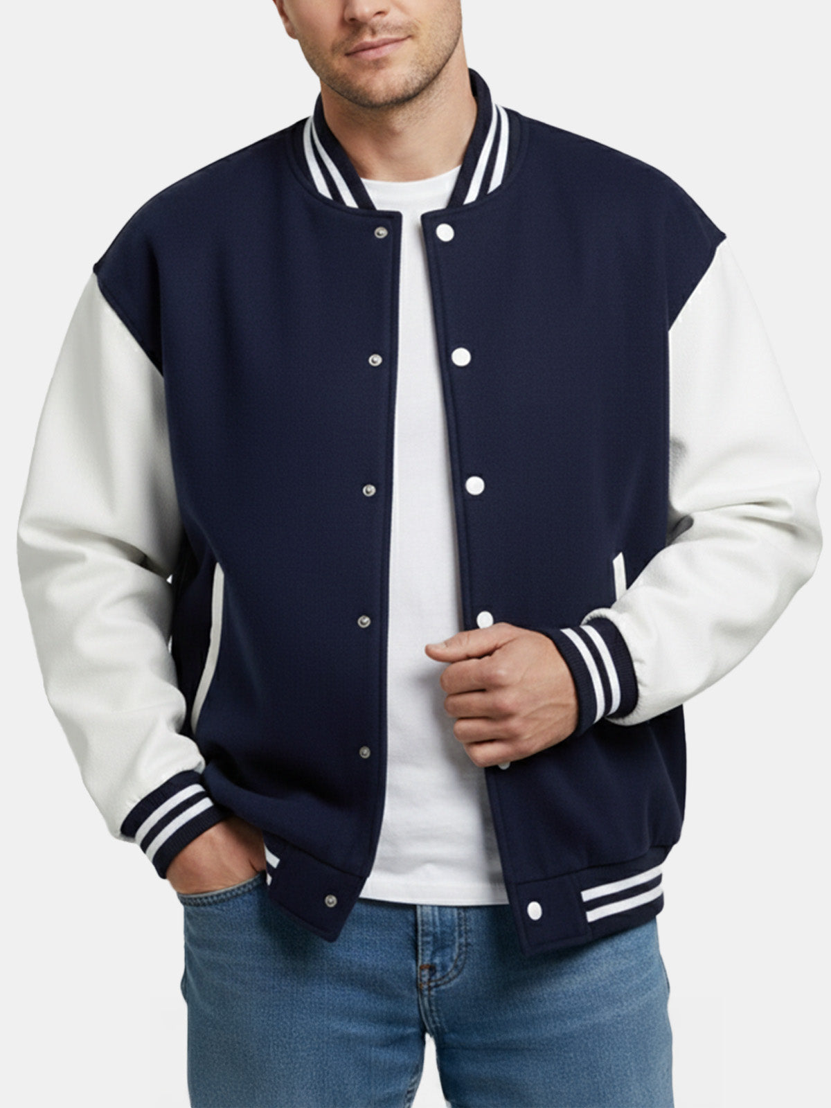 Men's Classic Colorblock Varsity Jacket Eleven Oasis