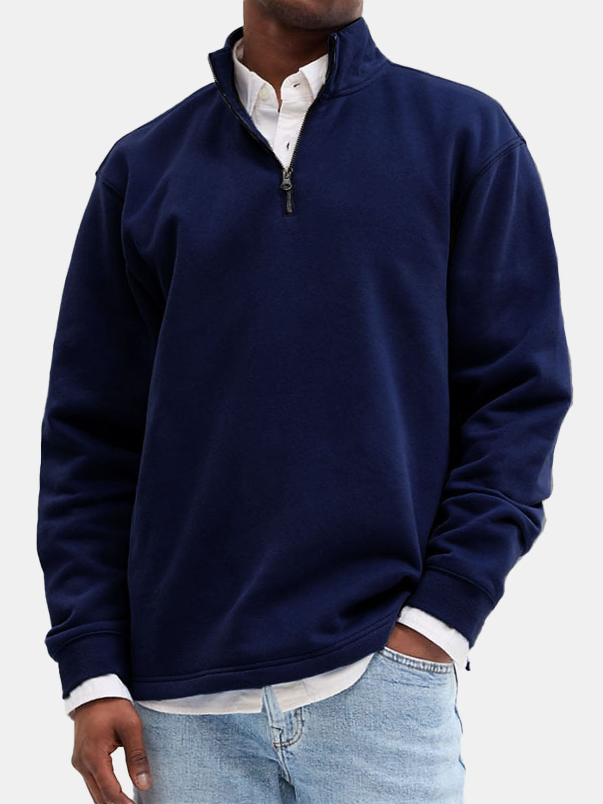 Men's Quarter-Zip Cotton Blend Sweatshirt Eleven Oasis