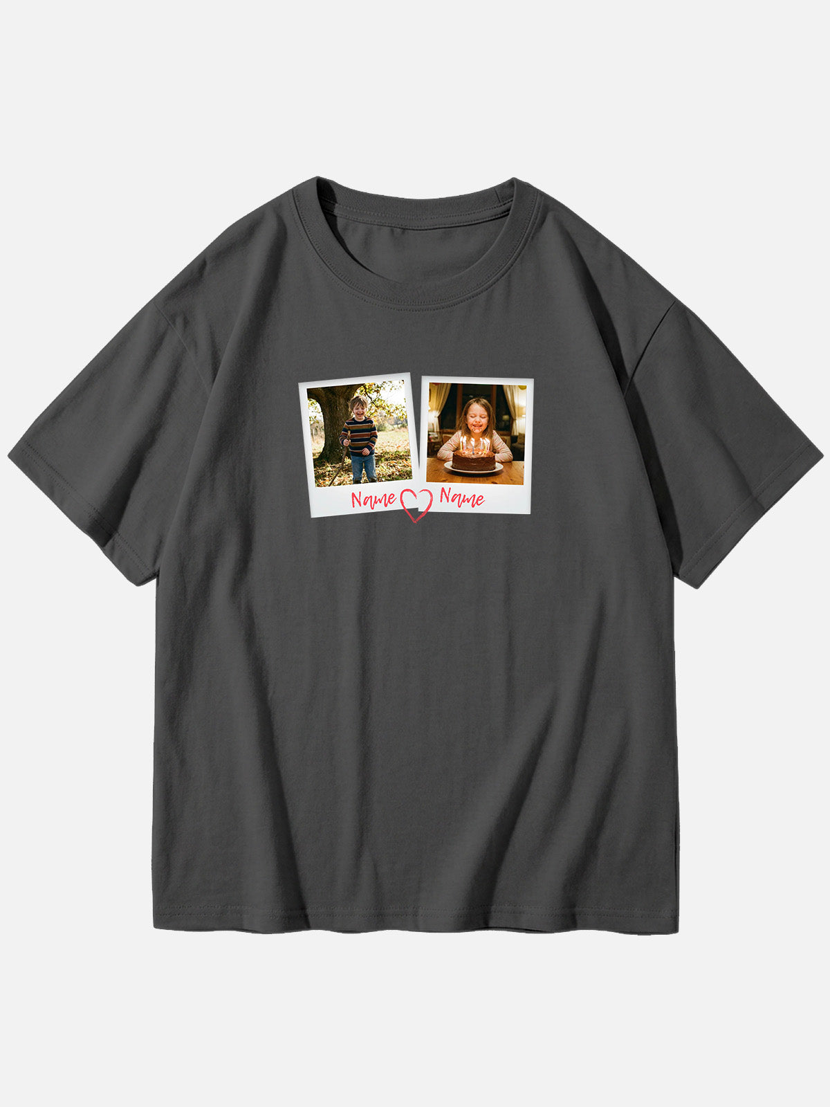 Custom Photos & Names Cotton Short Sleeve T-Shirt Eleven Oasis
