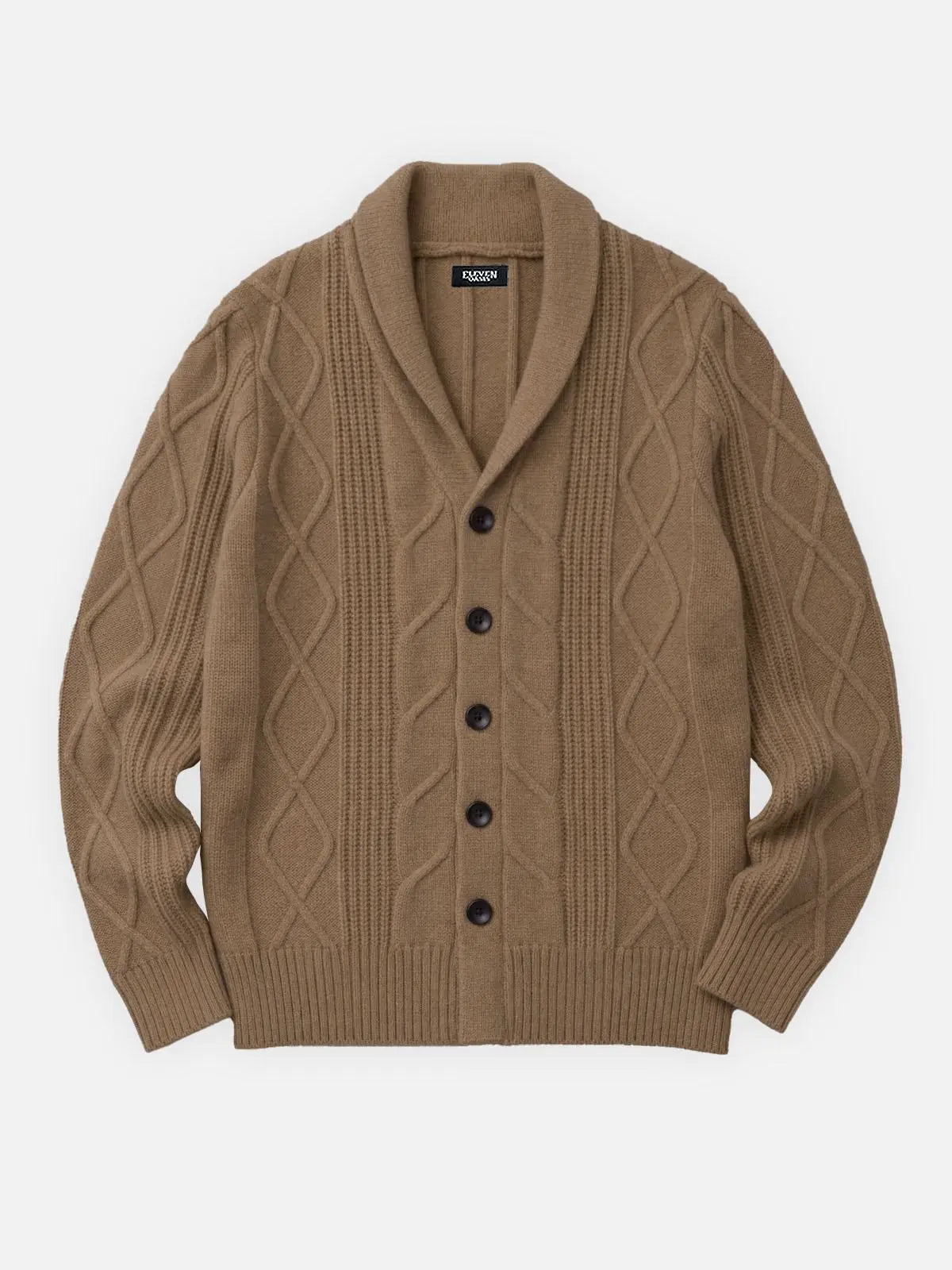 Men's Cable Knit Shawl Collar Slim Fit Cardigan Eleven Oasis