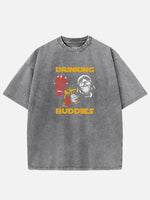 Star Wars Drinking Buddies Acid Wash Cotton T-Shirt Eleven Oasis
