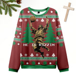 He is "Rizzin" Jesus Dunks Ugly Christmas Sweater Eleven Oasis