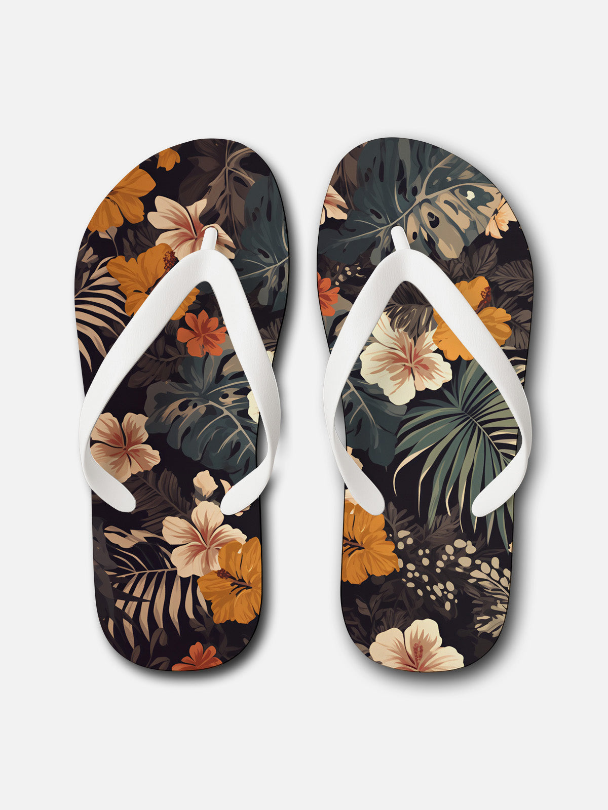 Men's Vintage Hibiscus Jungle Flip Flops Eleven Oasis