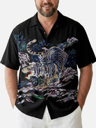Tall Men's Crouching Tiger Forest Short Sleeve Shirt Eleven Oasis