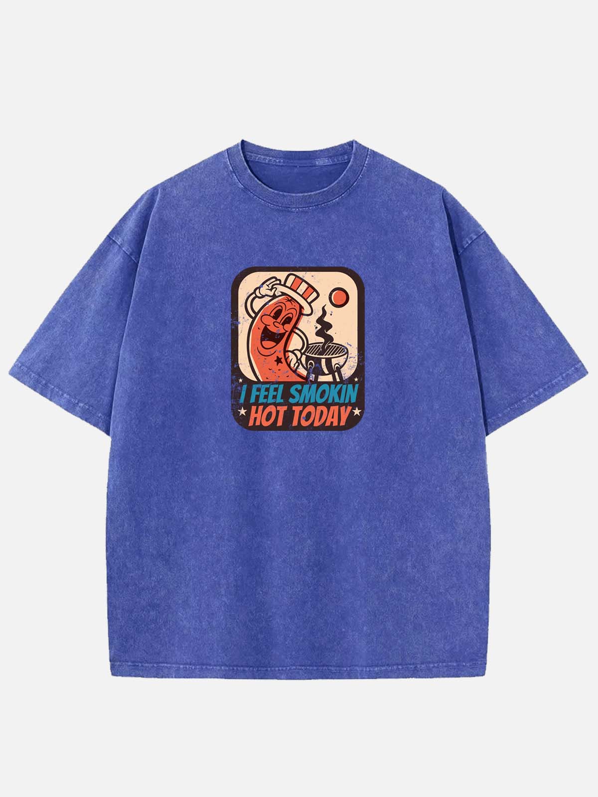 Men’s Food & Beverage Cotton Round Neck Short Sleeve T - Shirt BBQ Sausage I Feel Smokin' Hot Today Eleven Oasis