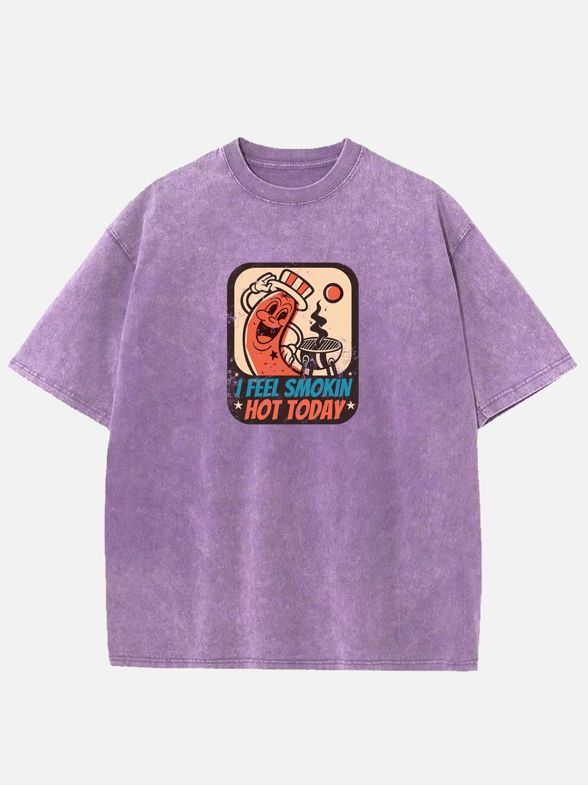 Men’s Food & Beverage Cotton Round Neck Short Sleeve T - Shirt BBQ Sausage I Feel Smokin' Hot Today Eleven Oasis