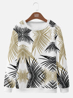 Serene Palm Leaves Crewneck Sweatshirt, mens short sleeve shirts¡ê?big and tall mens shirts¡ê?short sleeve shirts for men¡ê?mens 4xl shirts¡ê?casual short sleeve shirts