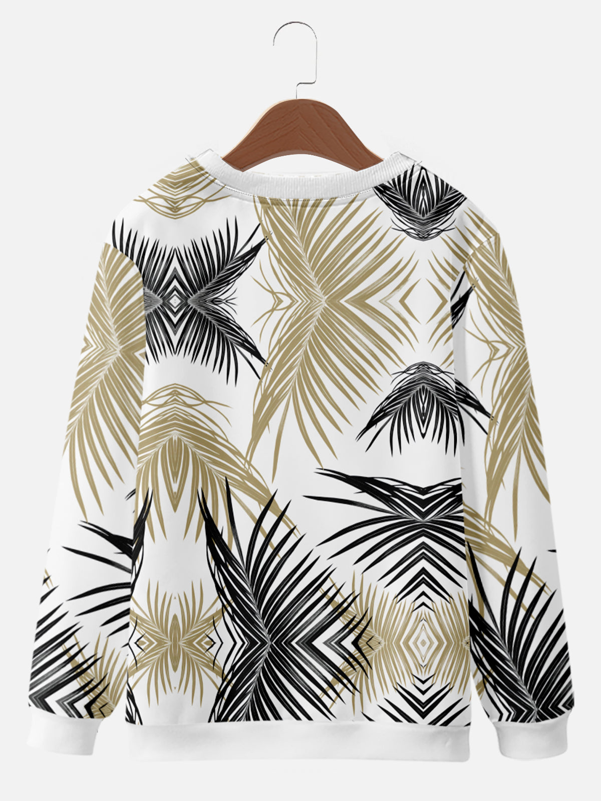 Serene Palm Leaves Crewneck Sweatshirt, mens short sleeve shirts¡ê?big and tall mens shirts¡ê?short sleeve shirts for men¡ê?mens 4xl shirts¡ê?casual short sleeve shirts