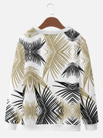 Serene Palm Leaves Crewneck Sweatshirt, mens short sleeve shirts¡ê?big and tall mens shirts¡ê?short sleeve shirts for men¡ê?mens 4xl shirts¡ê?casual short sleeve shirts