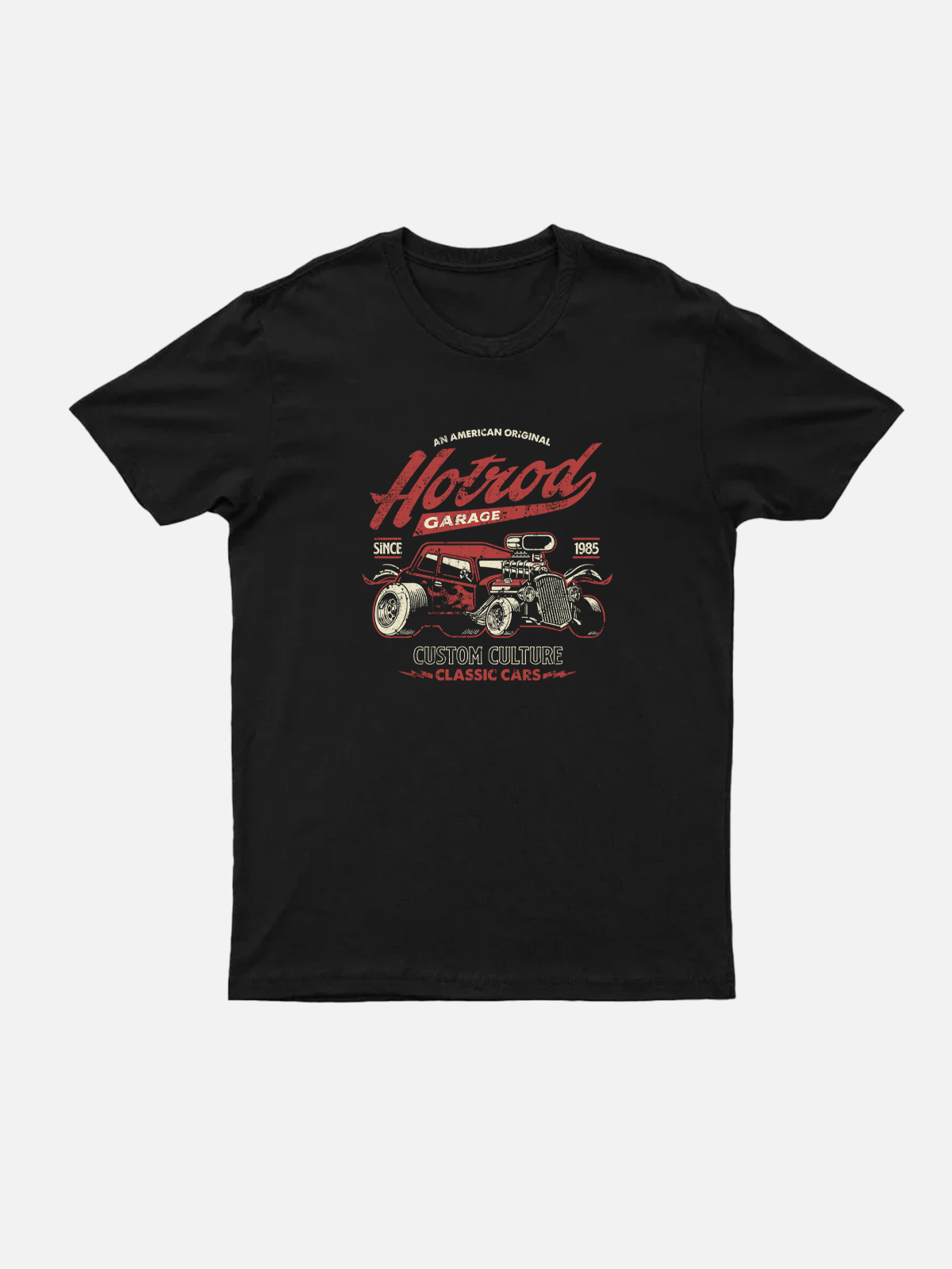 Men's Hot Rod Basic Cotton Round Neck Short Sleeve T-Shirt Muscle Car and Hotrod Graphic Eleven Oasis