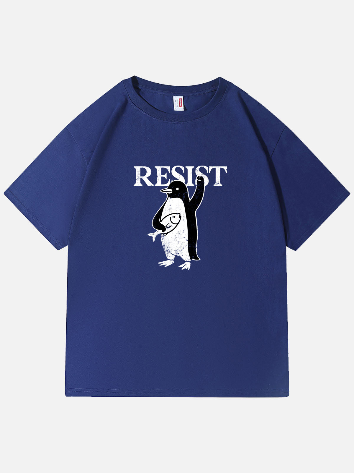 Resist Penguin Tariff Protest Graphic Cotton T-Shirt Eleven Oasis