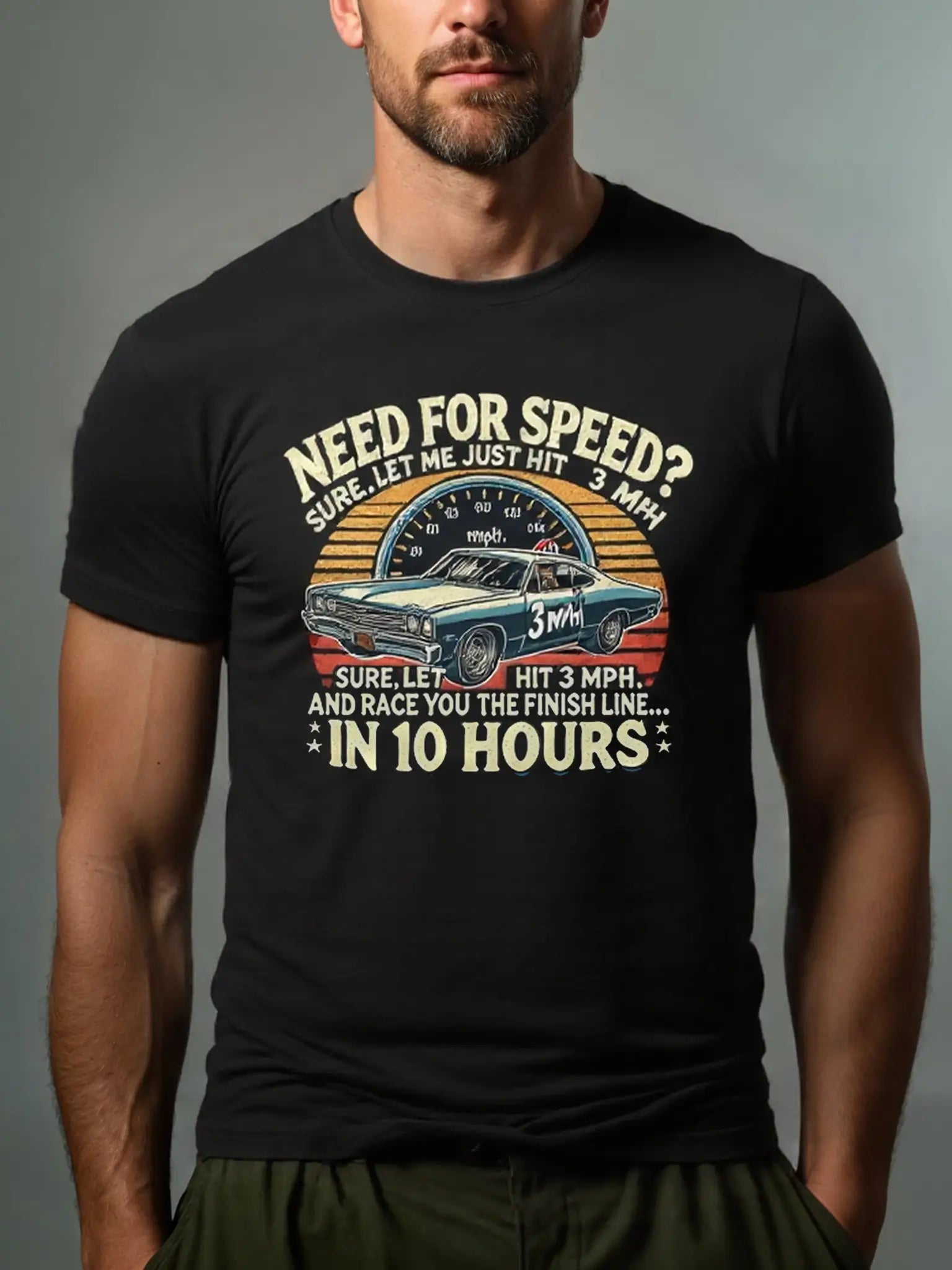 Men's Hot Rod Basic Cotton Round Neck Short Sleeve T-Shirt Classic Muscle Car Eleven Oasis