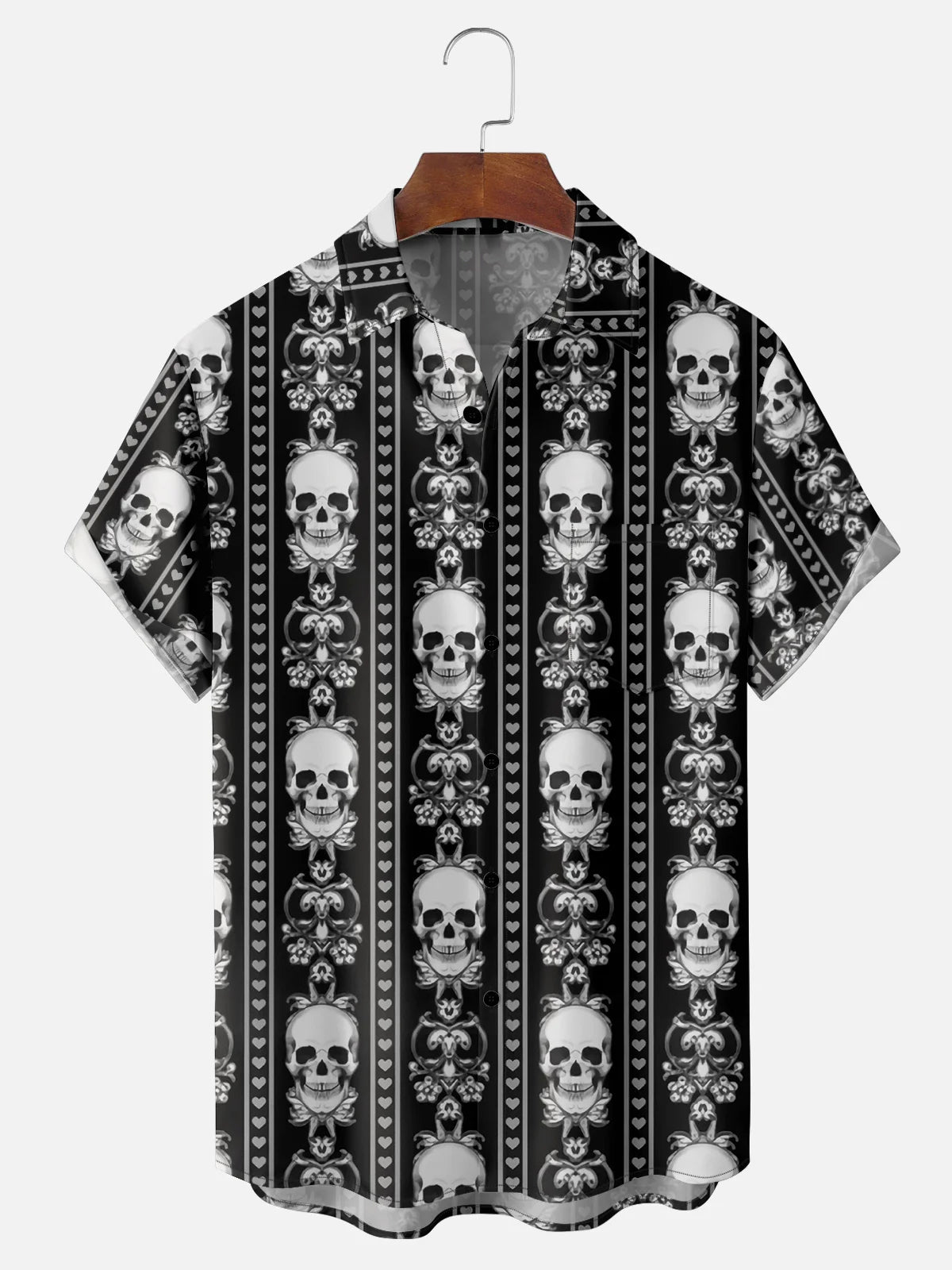 Men's Ornate Skulls  Short Sleeve Casual ShirtMens short sleeve shirts Big and tall Mens shirts Short sleeve shirts for men Mens 4xl shirts Casual short sleeve shirts