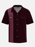 Men's Rockabilly Skull Button Down Halloween Short Sleeve Shirt ElevenOasis