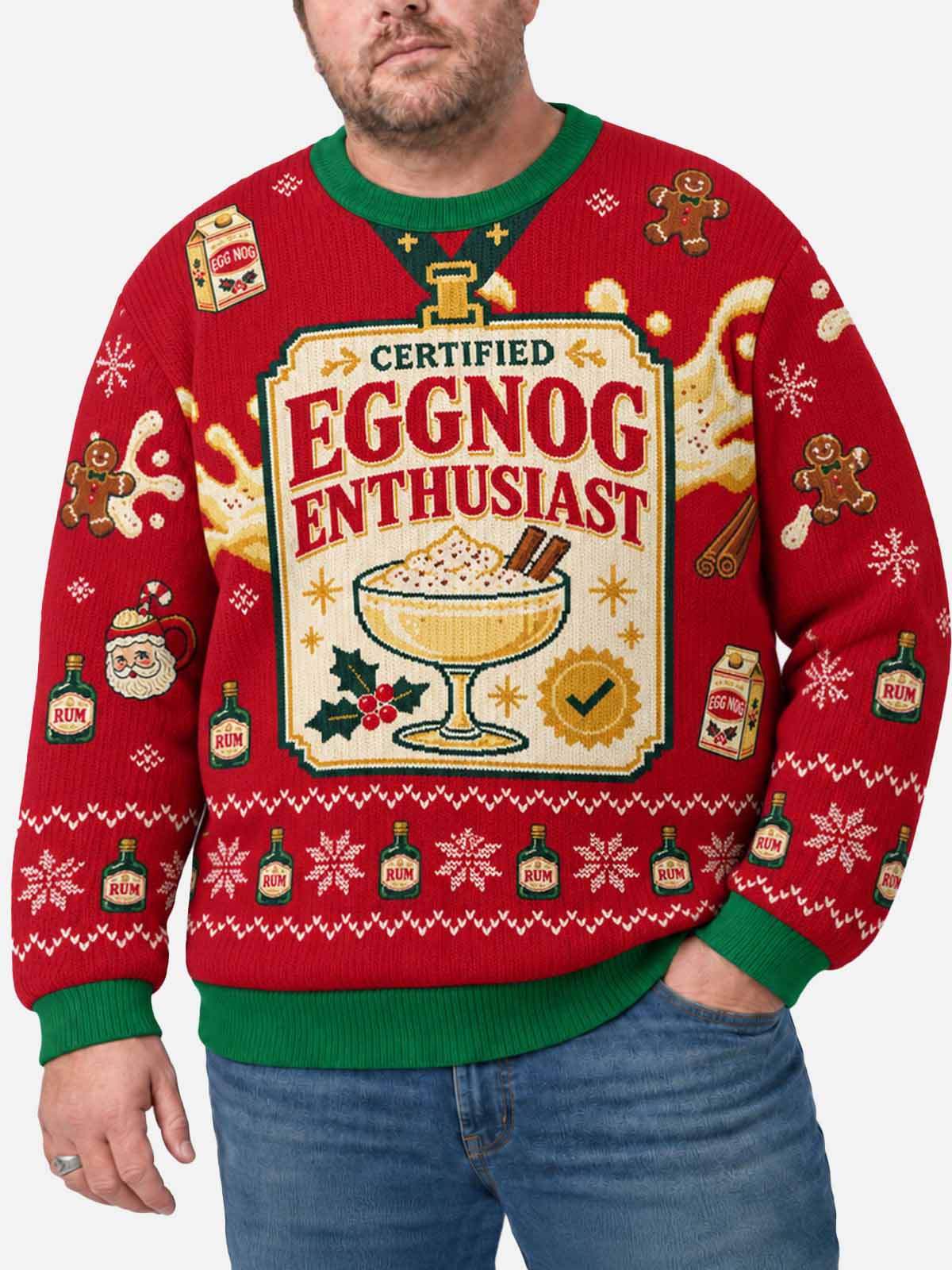 Certified Eggnog Enthusiast Lanyard Ugly Christmas Sweater 