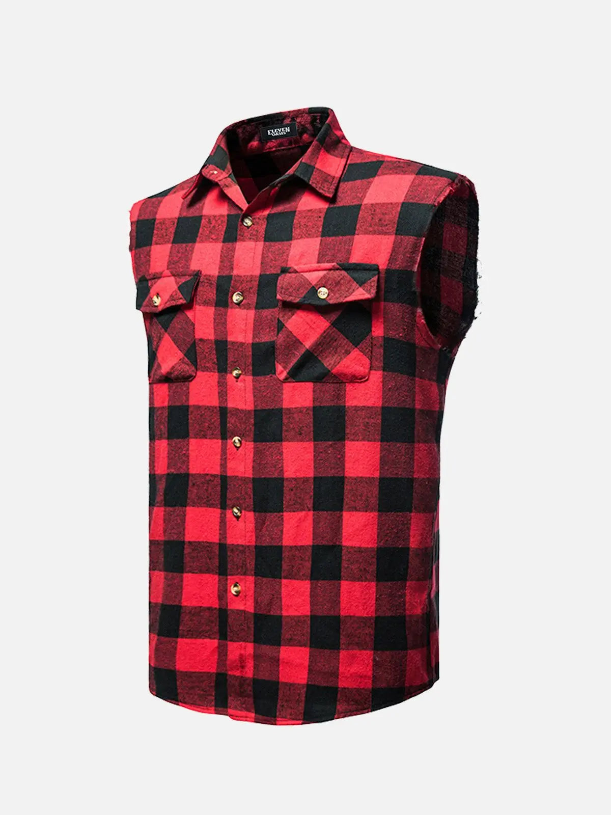 Men's Buffalo Plaid Sleeveless Shirt Eleven Oasis