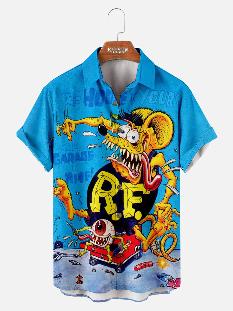 Rat Fink Car Anime Series Short Sleeve Cartoon Tee Eleven Oasis