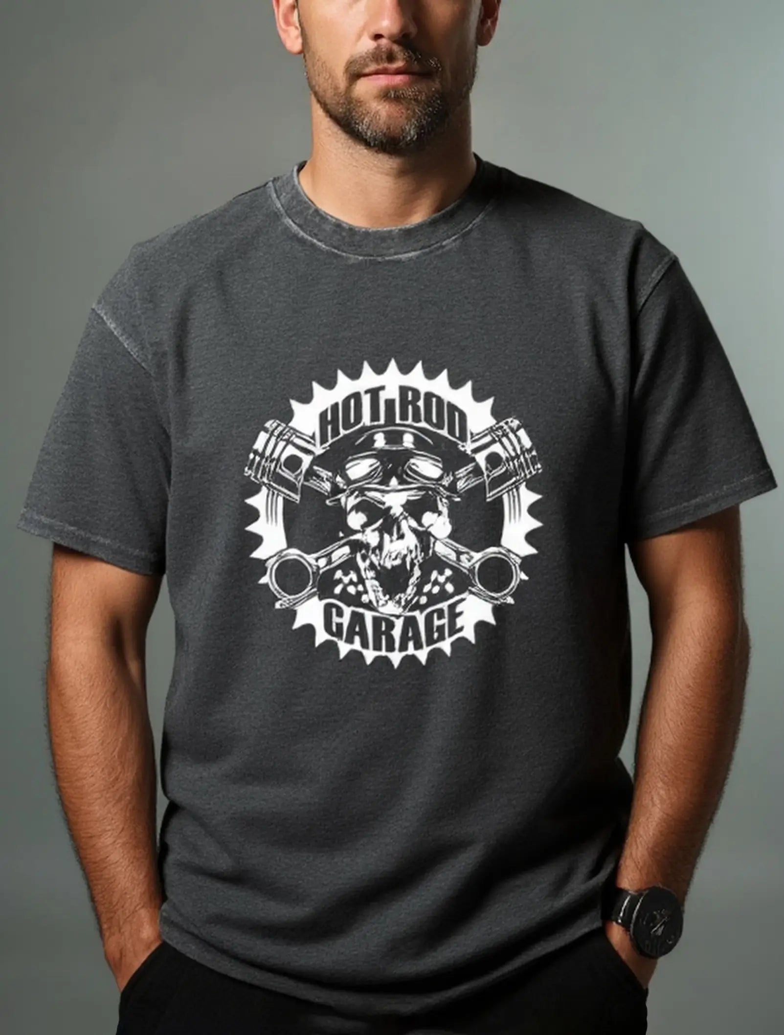 Men's Hot Rod Cotton Round Neck Short Sleeve T-Shirt Classic Hotrod Artwork Eleven Oasis