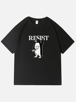 Resist Penguin Tariff Protest Graphic Cotton T-Shirt Eleven Oasis