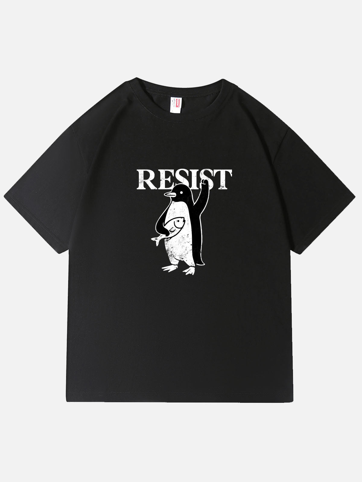 Resist Penguin Tariff Protest Graphic Cotton T-Shirt Eleven Oasis