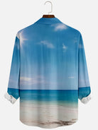 Men's Naked Santa Running on the Beach to a Christmas Stocking Palm Tree Long Sleeve Shirt Eleven Oasis