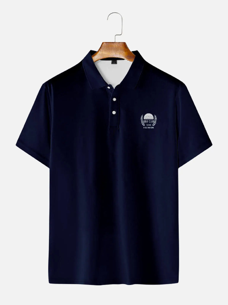 Men's Dark Blue Simple Short Sleeve Polo ShirtMens short sleeve shirts Big and tall Mens shirts Short sleeve shirts for men Mens 4xl shirts Casual short sleeve shirts