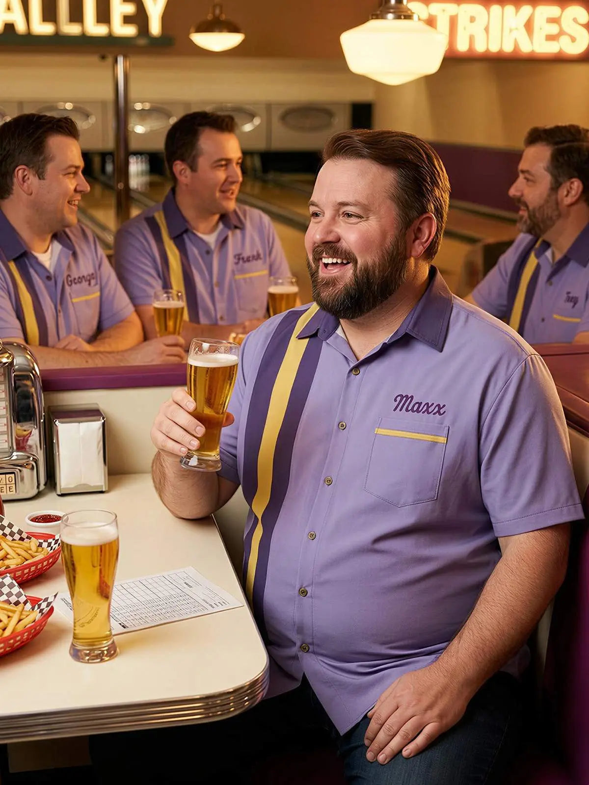 Men's Custom League Night Bowling Short Sleeve Shirt Eleven Oasis