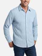 Men's Slim Fit Textured Cable Knit Long Sleeve Shirt Eleven Oasis