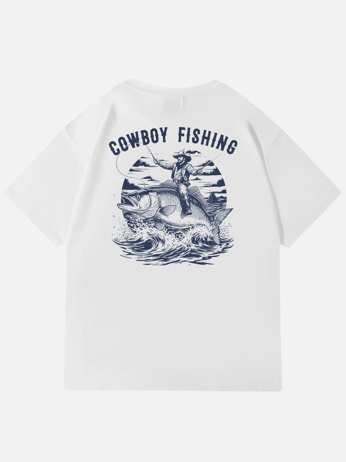 Cowboy Fishing Novelty Cotton T-Shirt Eleven Oasis