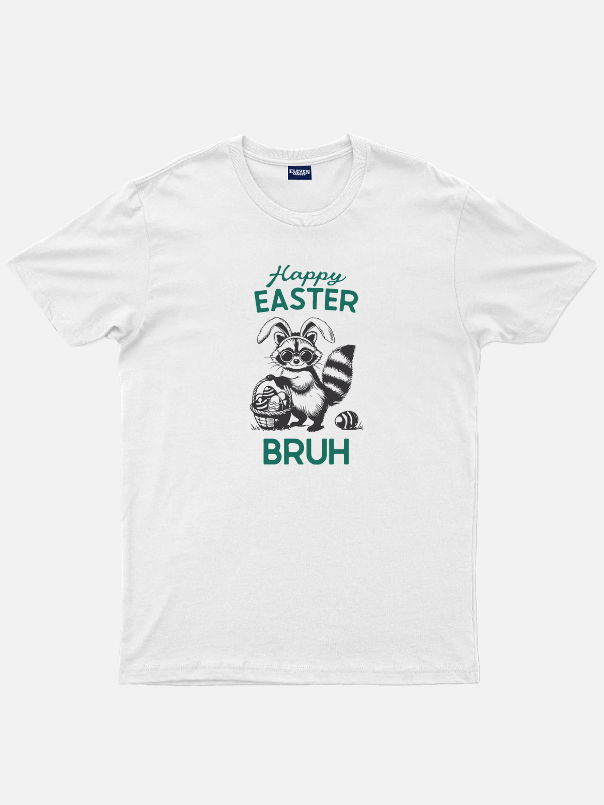 Men's Easter Basic Cotton Round Neck Short Sleeve T-Shirt Happy Easter Bruh Raccoon Eleven Oasis
