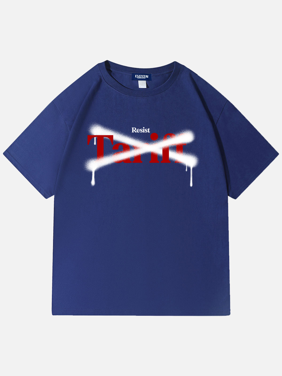 Men’s Slogan Design Basic Cotton Round Neck T - Shirt Funny Graphic Resist Tariff Eleven Oasis