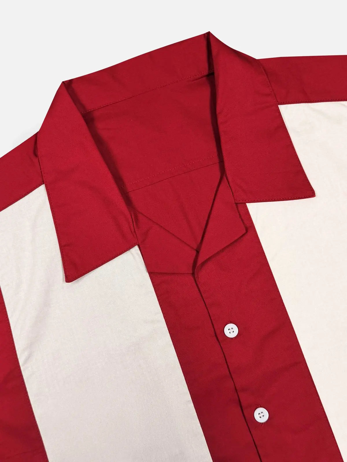 Men's Retro Vertical Panel Camp Collar Short Sleeve Shirt Eleven Oasis