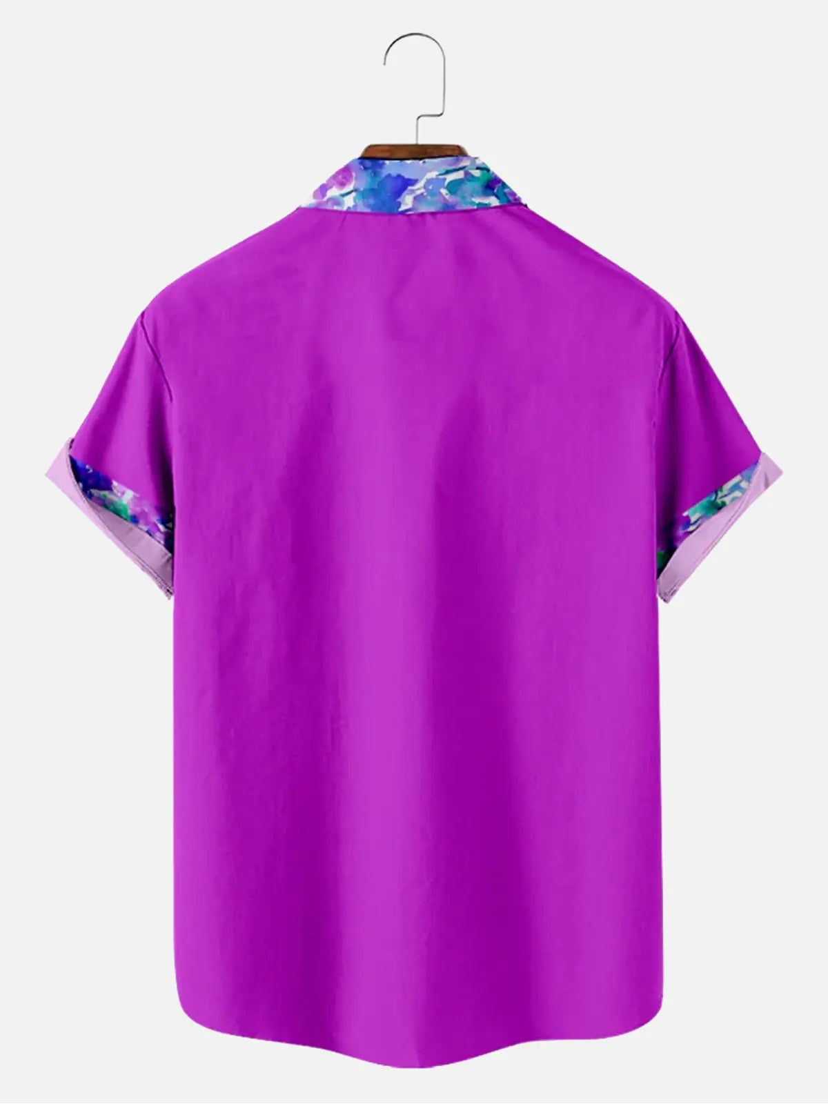 Men's Block Color Contrast Floral Pocket Short Sleeve Shirt ElevenOasis