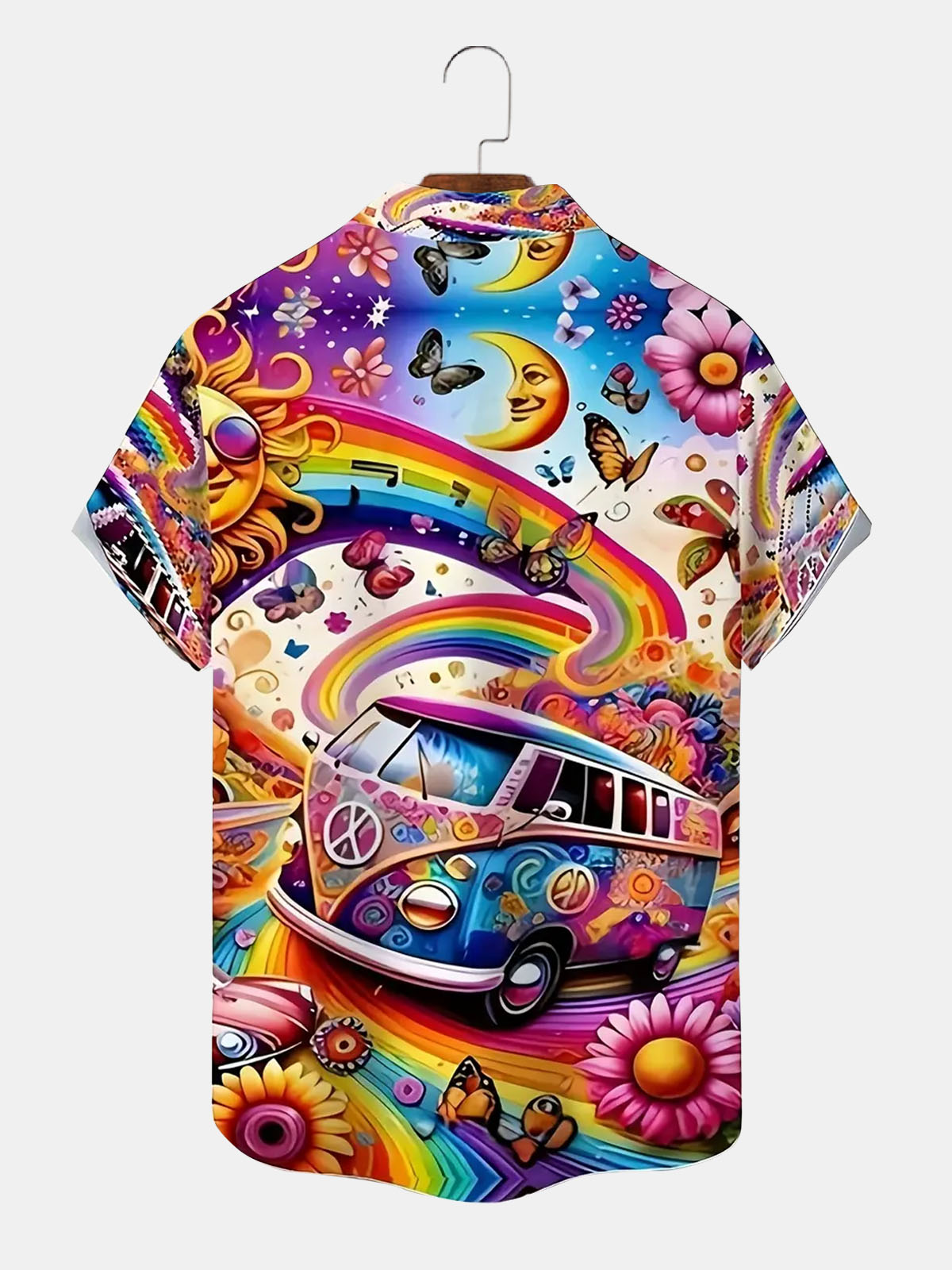 Men's Psychedelic Hippie VW Minivan Short Sleeve Shirt ElevenOasis