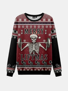 Merry Liftmas Skeleton Lifting Ugly Christmas Sweater Eleven Oasis