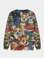 Christmas Corgis Surrounded by Presents Knitted Sweatshirt Eleven Oasis