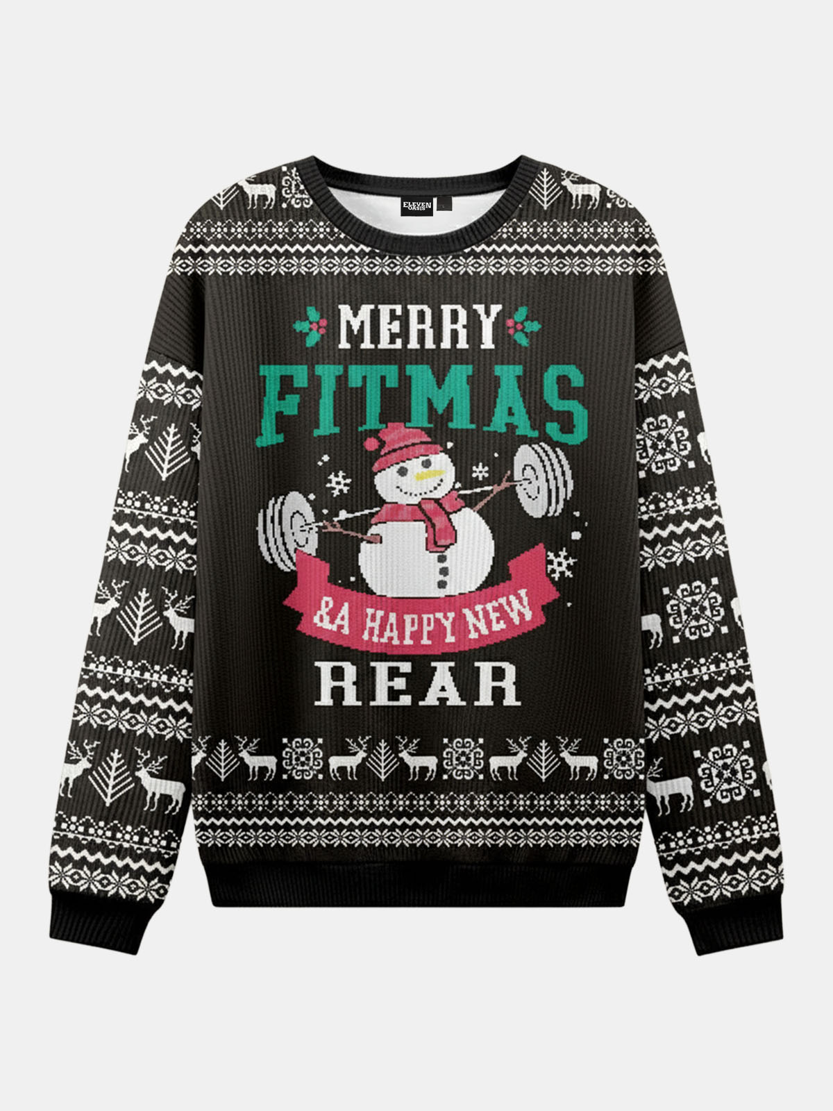 Merry Fitmas Rear Ugly Christmas Sweater Eleven Oasis
