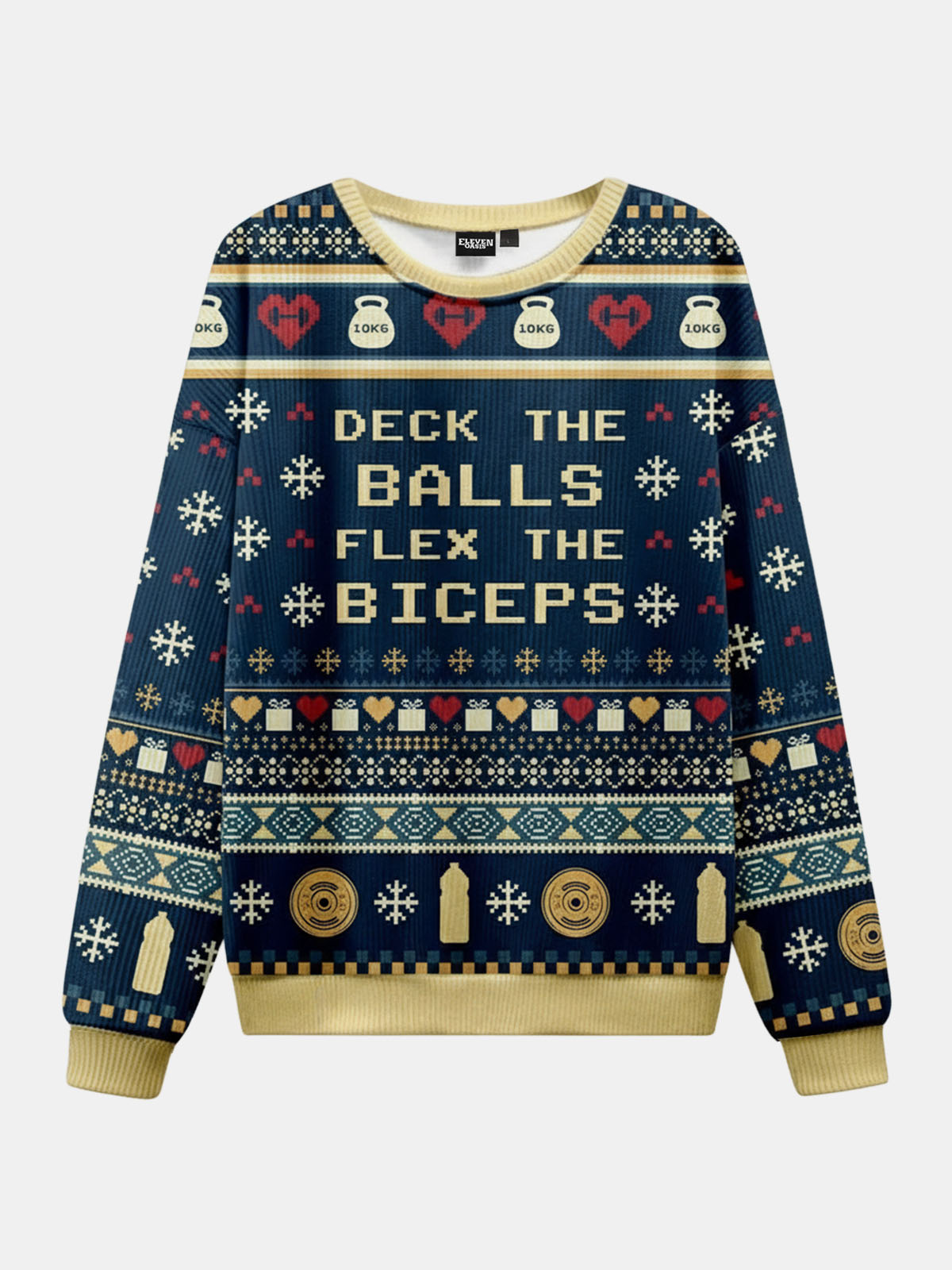 Deck The Balls Flex The Biceps Ugly Christmas Sweater Eleven Oasis