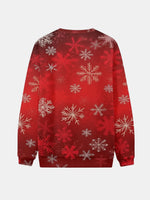 Red Festive Snowflakes Knitted Crewneck Sweatshirt Eleven Oasis