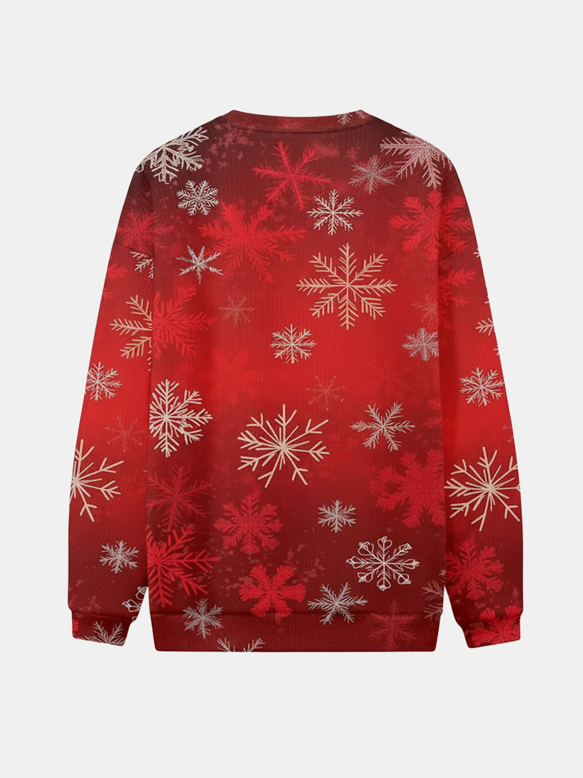 Red Festive Snowflakes Knitted Crewneck Sweatshirt Eleven Oasis