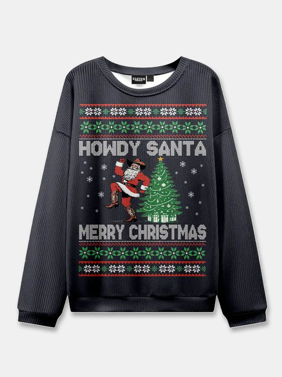 Ugly Christmas Cowboy Cat Meowdy Sweater Eleven Oasis