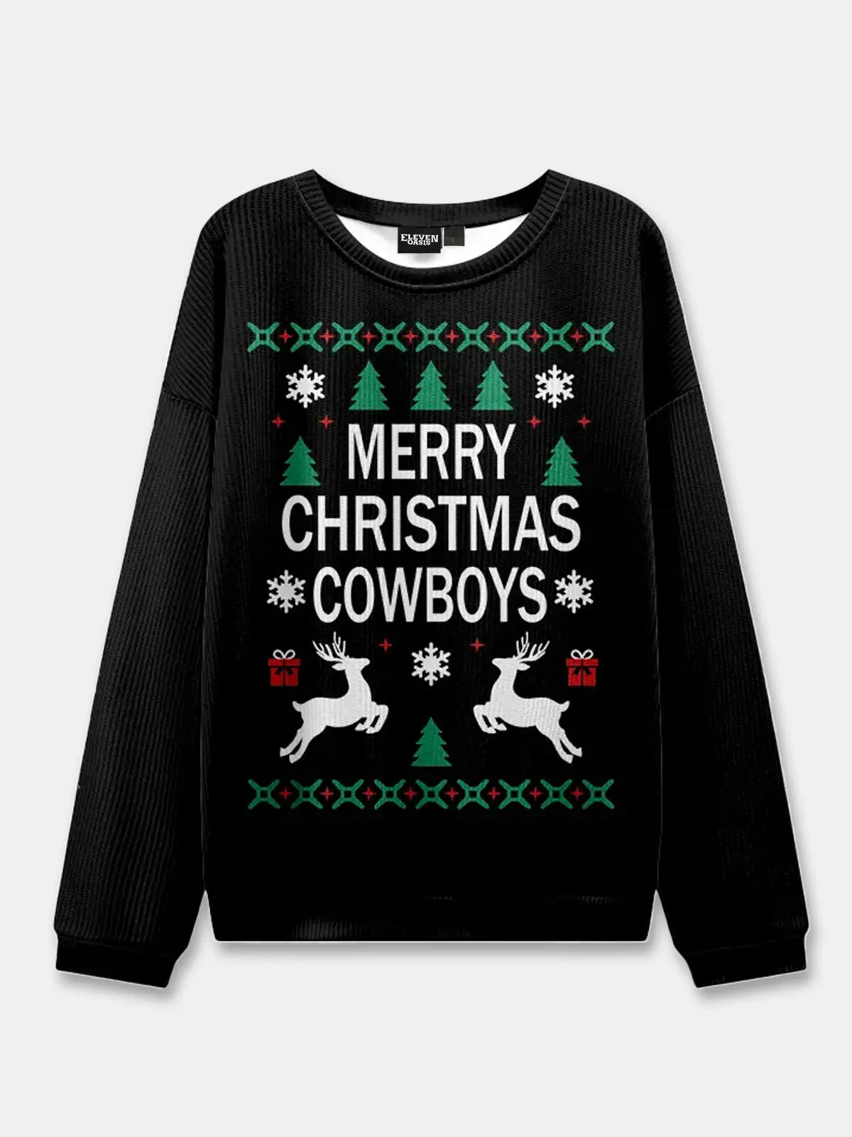 Ugly Christmas Cowboy Cat Meowdy Sweater Eleven Oasis