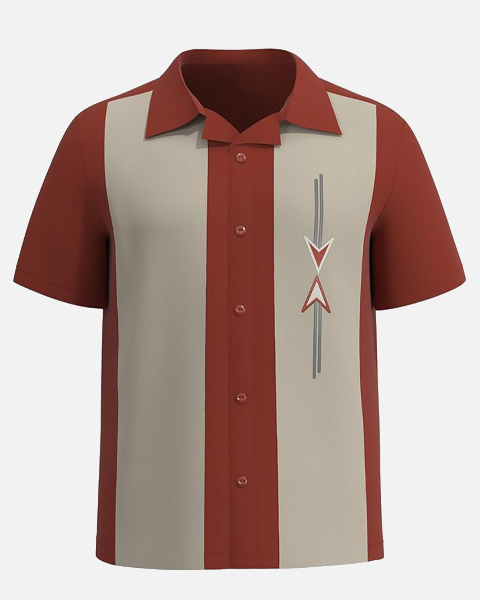 Men's Vintage Cuban Style Bowling Arrow Short Sleeve Shirt Eleven Oasis