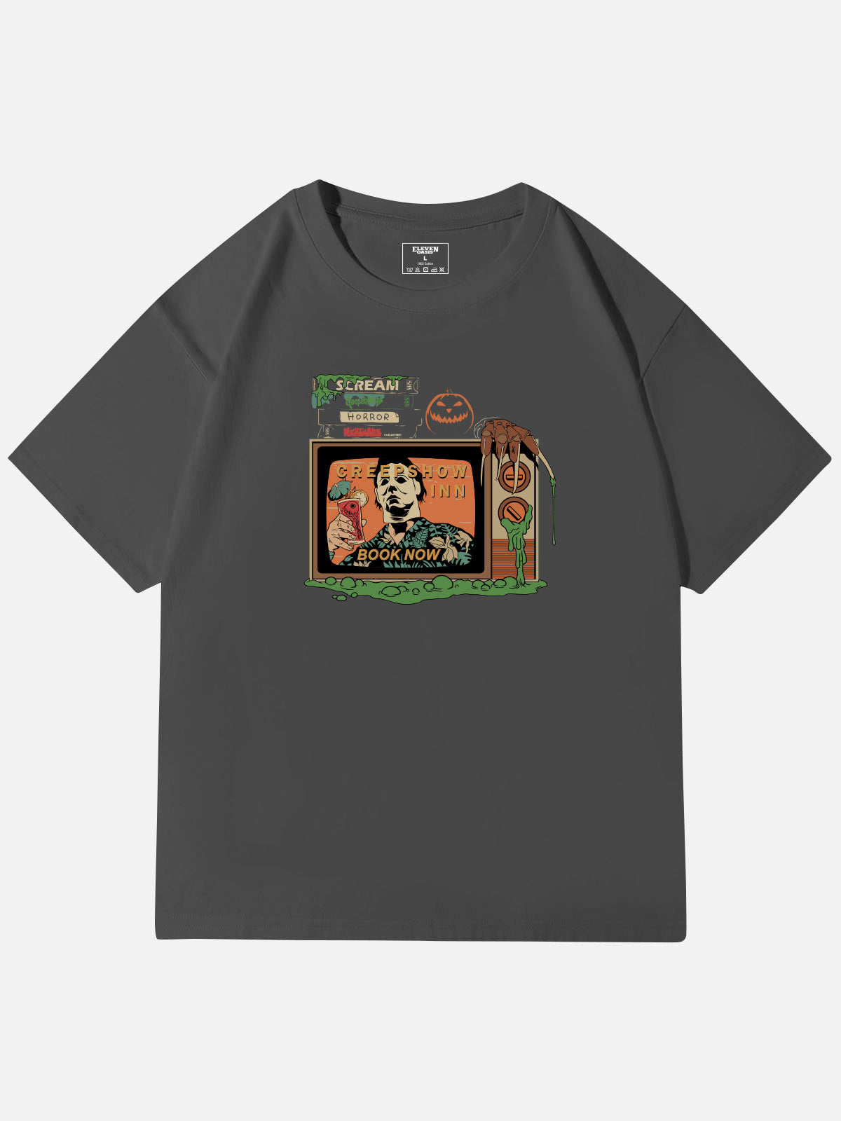 Creepshow Inn Retro Horror Graphic Cotton T-Shirt Eleven Oasis