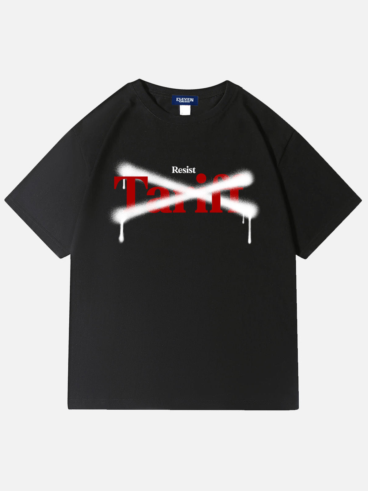 Men’s Slogan Design Basic Cotton Round Neck T - Shirt Funny Graphic Resist Tariff Eleven Oasis