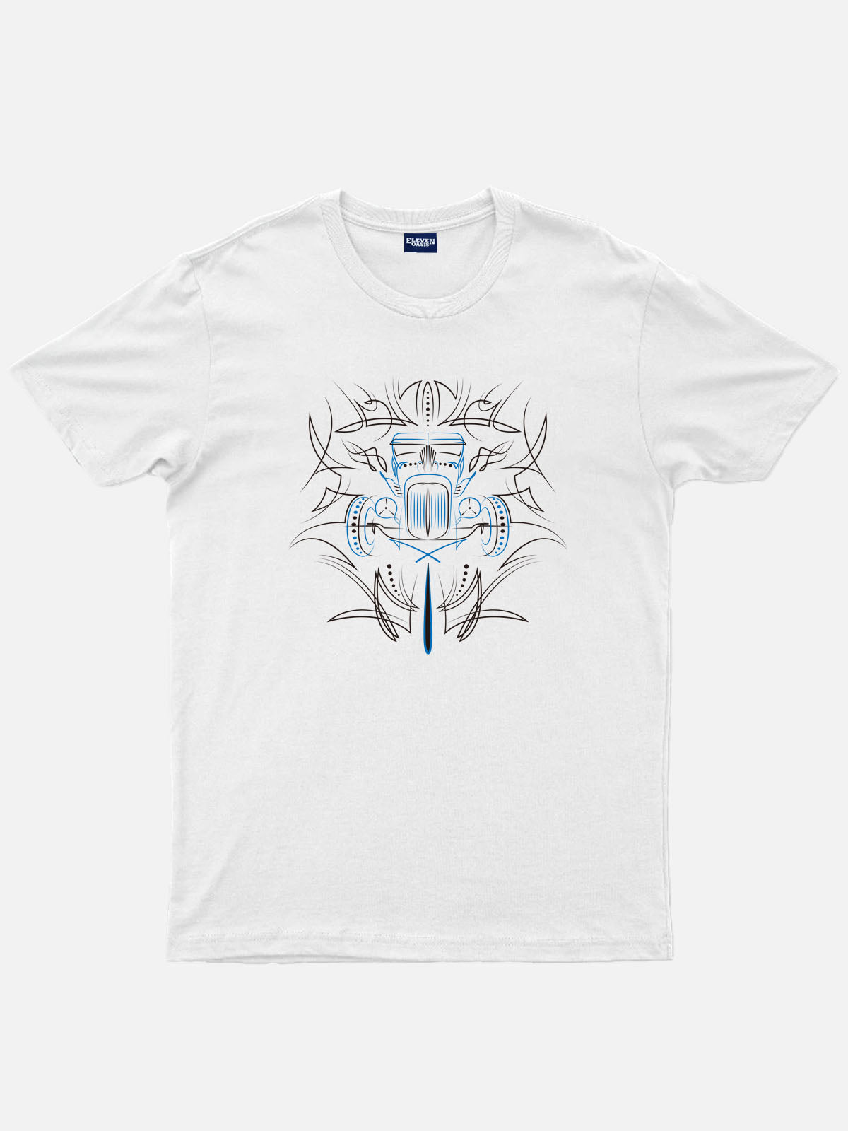 Men’s HotRod & Automotive Basic Cotton Round Neck Short Sleeve T - Shirt Retro Pinstriping Eleven Oasis