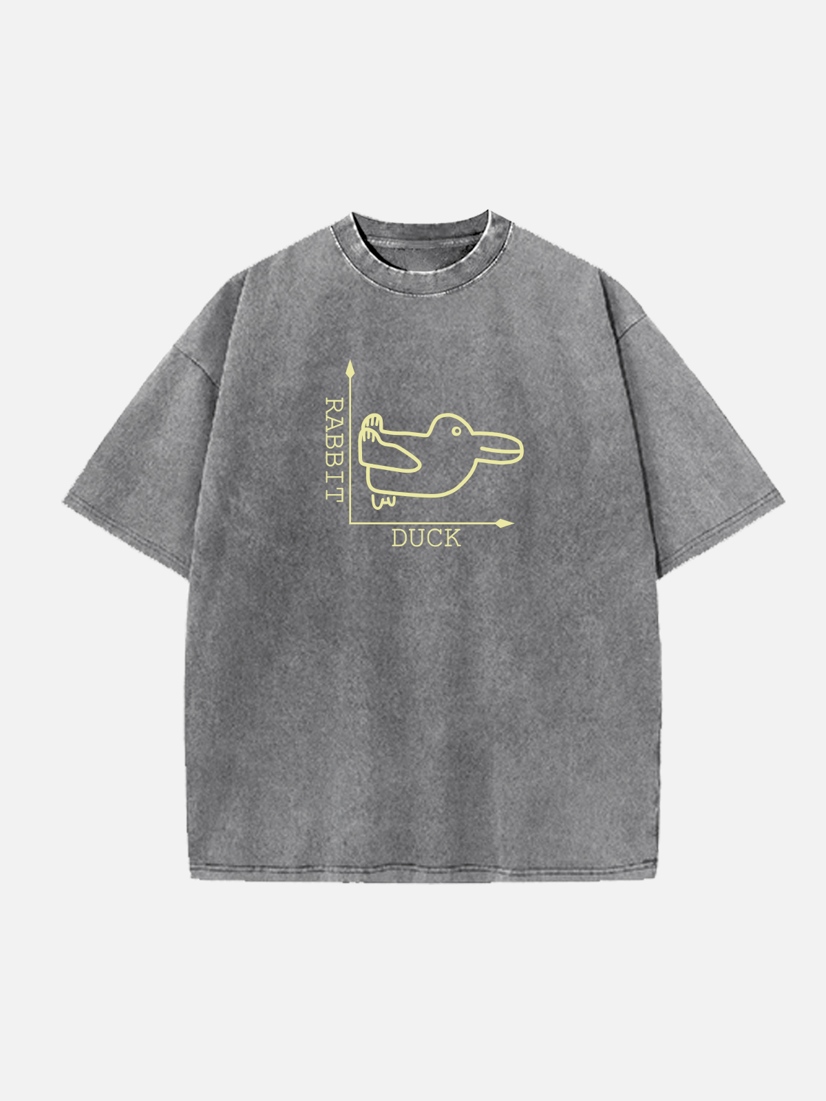 Duck vs Rabbit Optical Illusion Math Humor Acid Wash Cotton T-Shirt Eleven Oasis