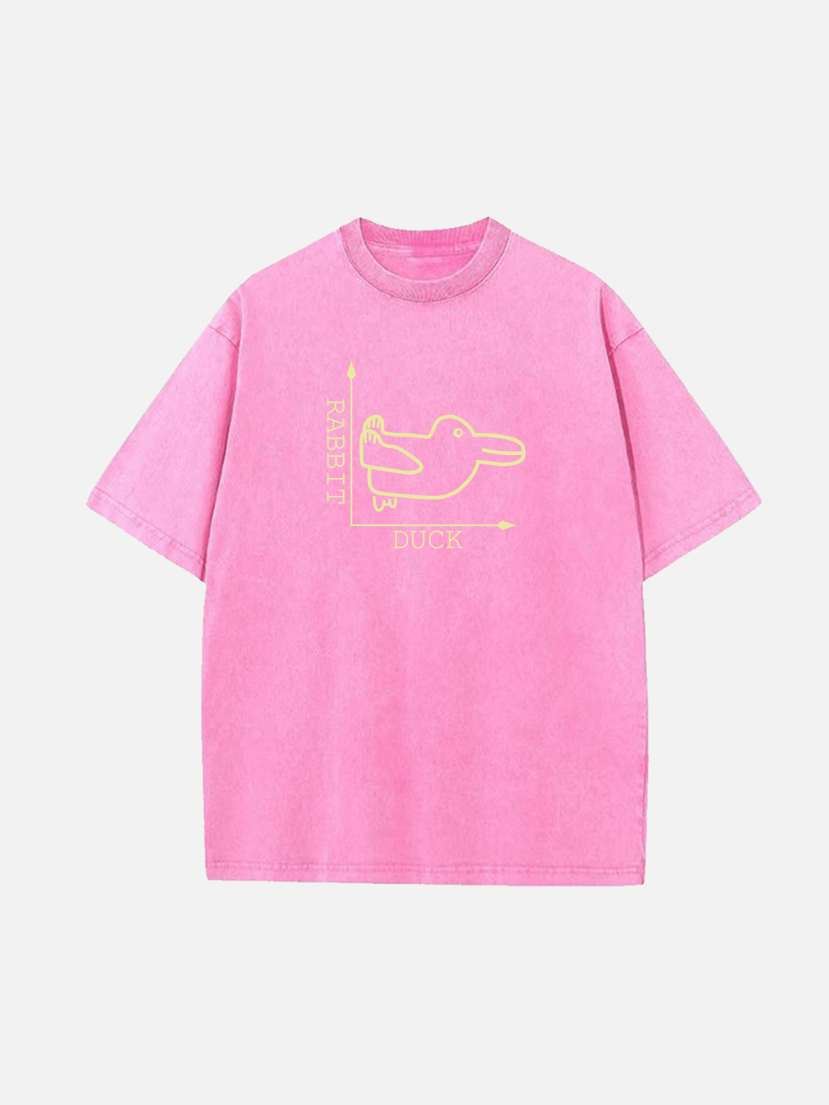 Duck vs Rabbit Optical Illusion Math Humor Acid Wash Cotton T-Shirt Eleven Oasis